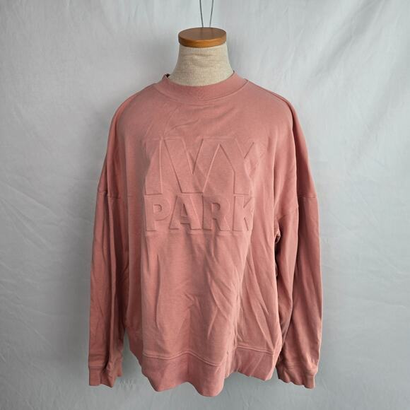Ivy Park Embossed Logo Sweatshirt Women's L Pink Pullover - Picture 1 of 16